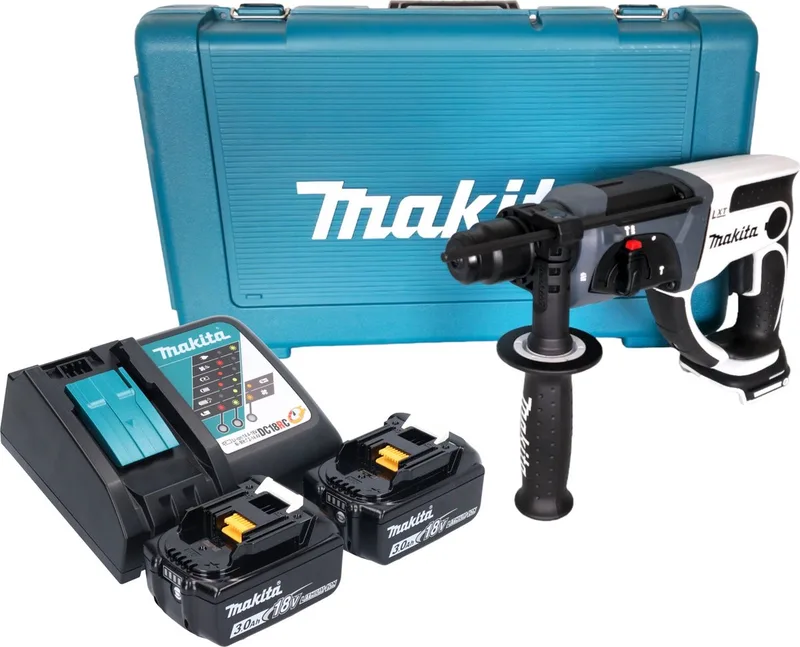 DHR 202 RFW accu-boorhamer 18 V 20 mm 2,0 J wit + 2x accu 3,0 Ah + oplader + koffer de Makita – image du produit