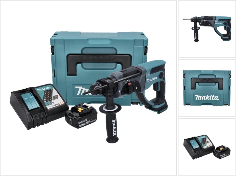 DHR 202 RG1J accu combihamer 18 V 2,0 J SDS Plus + 1x accu 6,0 Ah + oplader + Makpac von Makita – Produktbild