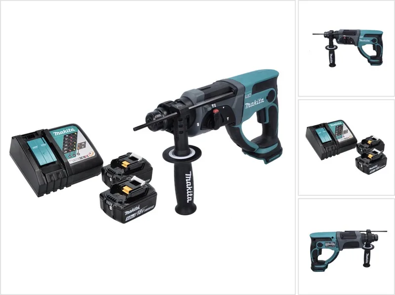 DHR 202 RT accu combihamer 18 V 2,0 J SDS Plus + 2x accu 5,0 Ah + oplader von Makita – Produktbild