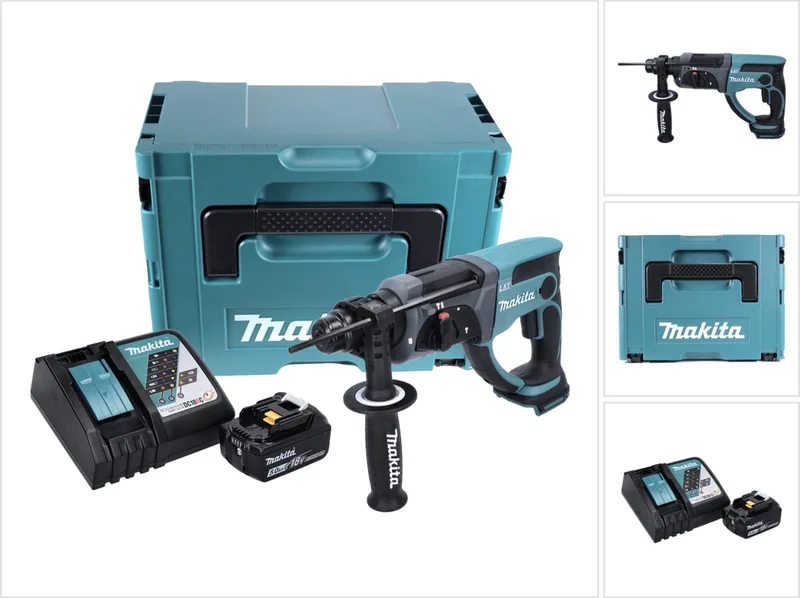 DHR 202 RT1J accu combihamer 18 V 2,0 J SDS Plus + 1x accu 5,0 Ah + oplader + Makpac fra Makita – produktbillede