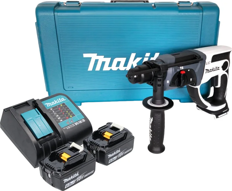 DHR 202 SGW accu-boorhamer 18 V 20 mm 2,0 J wit + 2x accu 6,0 Ah + oplader + koffer de Makita – image du produit