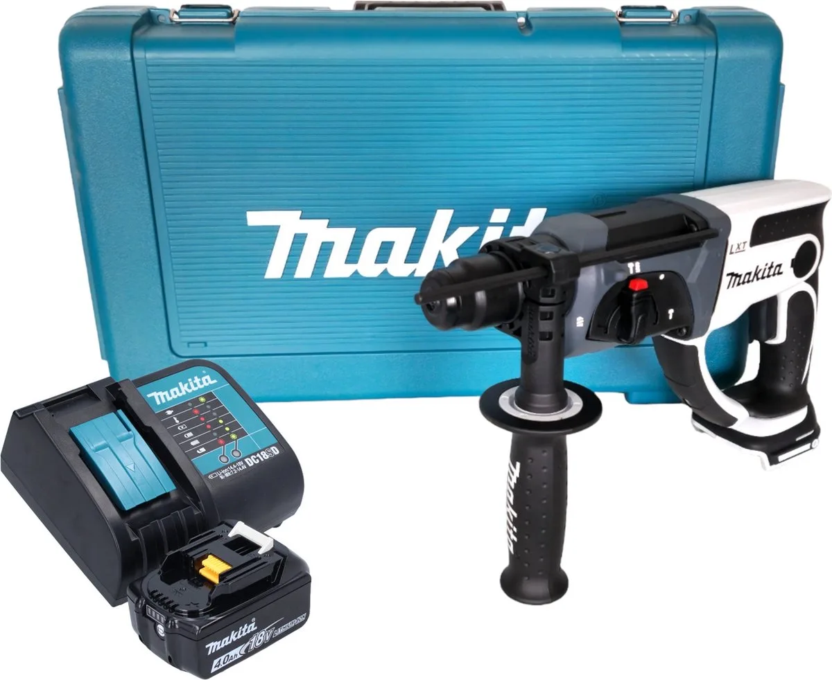 DHR 202 SM1W accu-boorhamer 18 V 20 mm 2,0 J wit + 1x accu 4,0 Ah + oplader + koffer från Makita – produktbild
