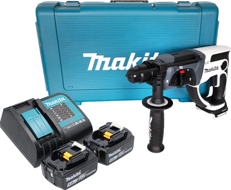 DHR 202 STW accu-boorhamer 18 V 20 mm 2,0 J wit + 2x accu 5,0 Ah + oplader + koffer de Makita – image du produit