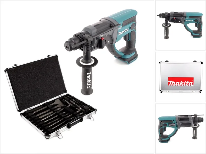 DHR 202 Z 18 V Li-Ion accu combihamer solo met SDS Plus + D-42444 SDS-Plus boor- en beitelset 17-delig in aluminium koffer de Makita – image du produit