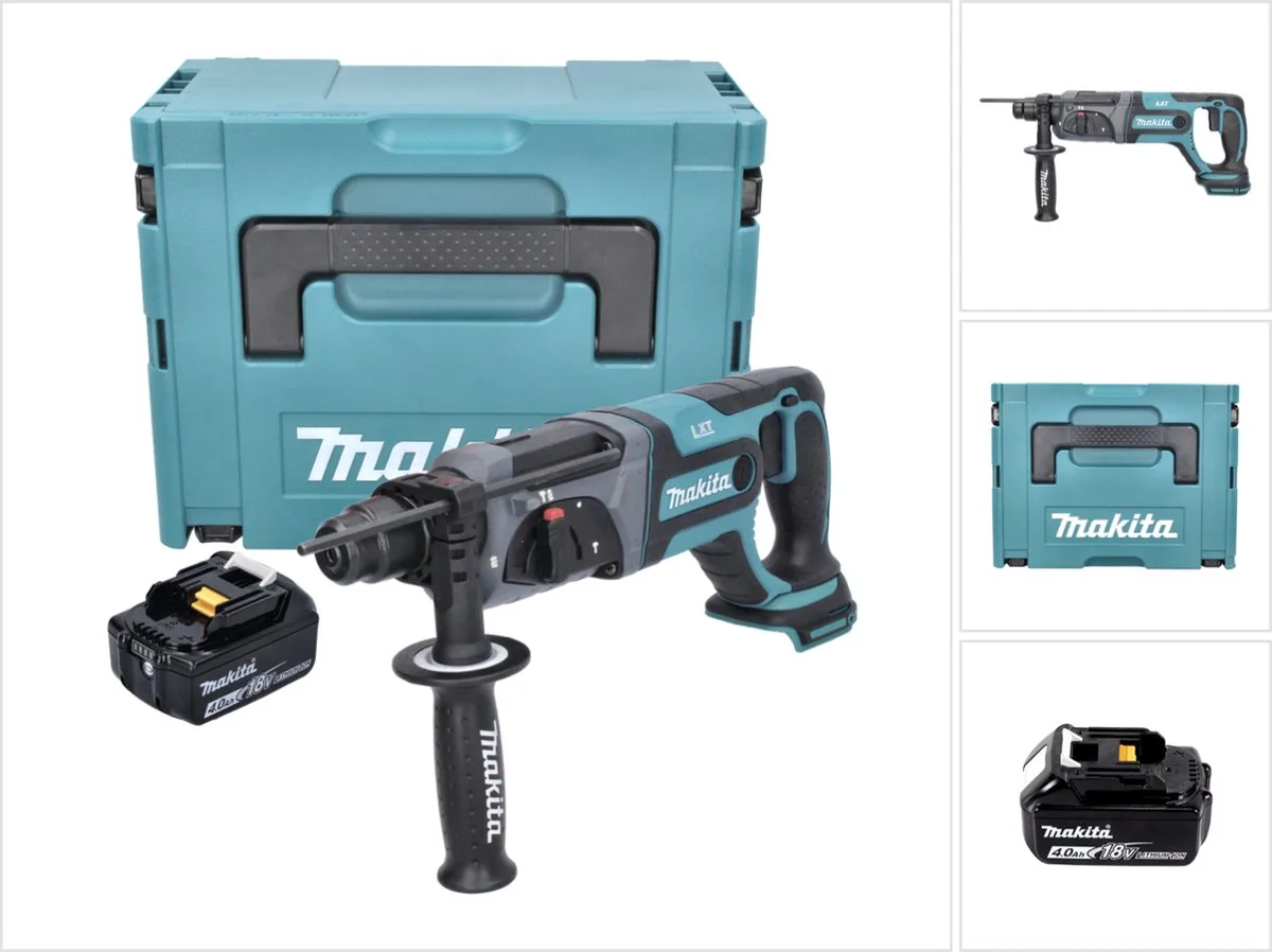 DHR 241 M1J accuboormachine 18 V 2,0 J SDS plus + 1x accu 4,0 Ah + Makpac - zonder oplader fra Makita – produktbillede