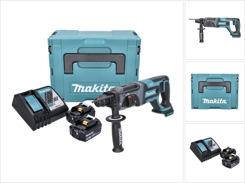 DHR 241 RFJ accuboormachine 18 V 2,0 J SDS plus + 2x accu 3,0 Ah + oplader + Makpac van Makita – productafbeelding