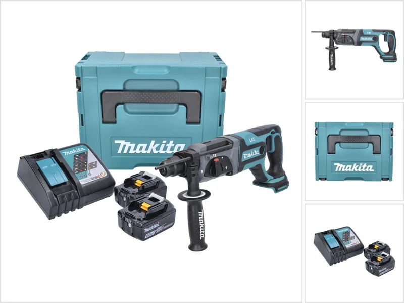 DHR 241 RGJ accu boormachine 18 V 2.0 J SDS plus + 2x accu 6.0 Ah + lader + Makpac von Makita – Produktbild