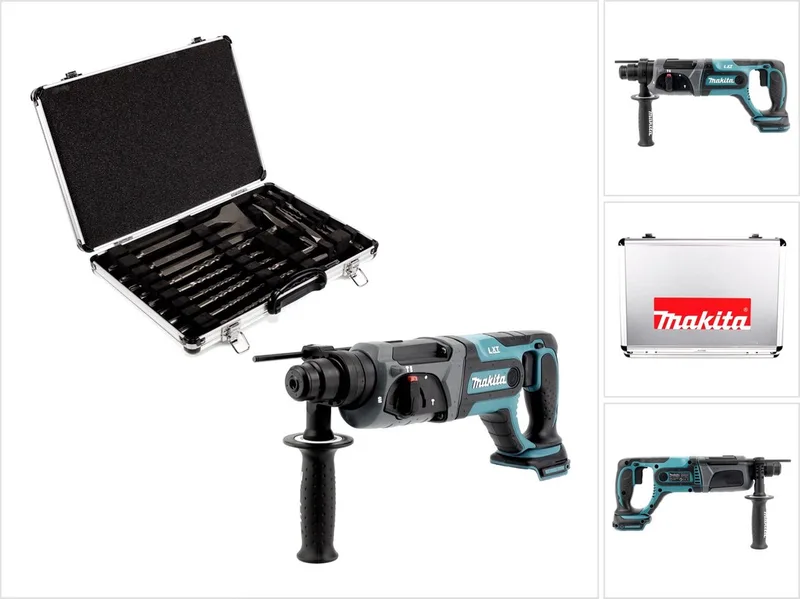 DHR 241 Z 18 V Li-Ion accuklopboormachine met SDS-Plus boorhouder solo + Makita D-42444 SDS-Plus boorset 17-dlg. in aluminium koffer - zonder accu, zonder oplader von Makita – Produktbild