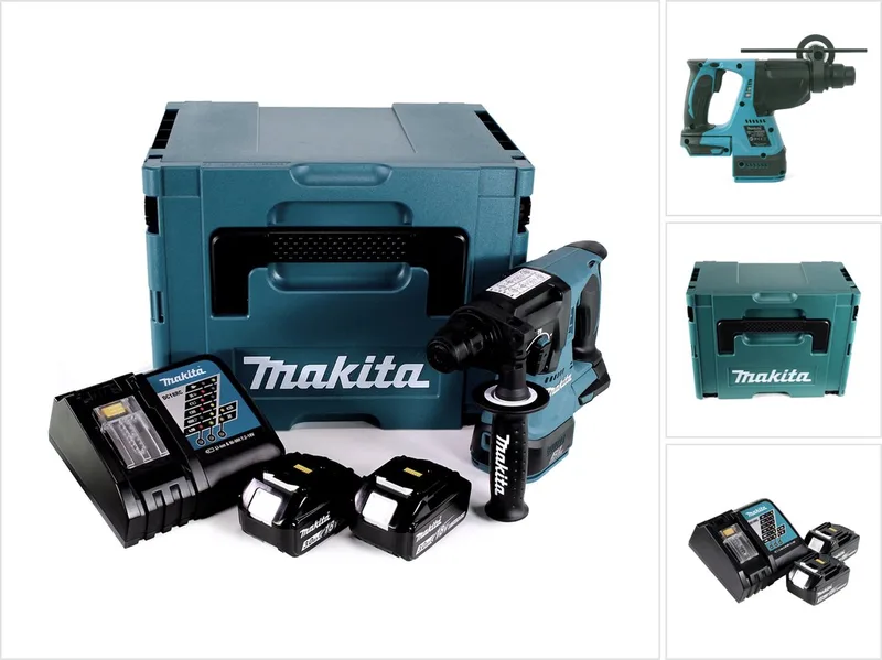 DHR 242 RFJ accuklopboormachine 18V 2.0J SDS-plus Brushless + 2x oplaadbare accu 3.0Ah + lader + Makpac von Makita – Produktbild