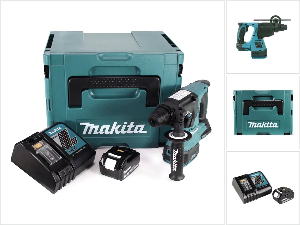 DHR 242 RM1J accuklopboormachine 18V 2.0J SDS-plus Brushless + 1x oplaadbare accu 4.0Ah + lader + Makpac van Makita – productafbeelding