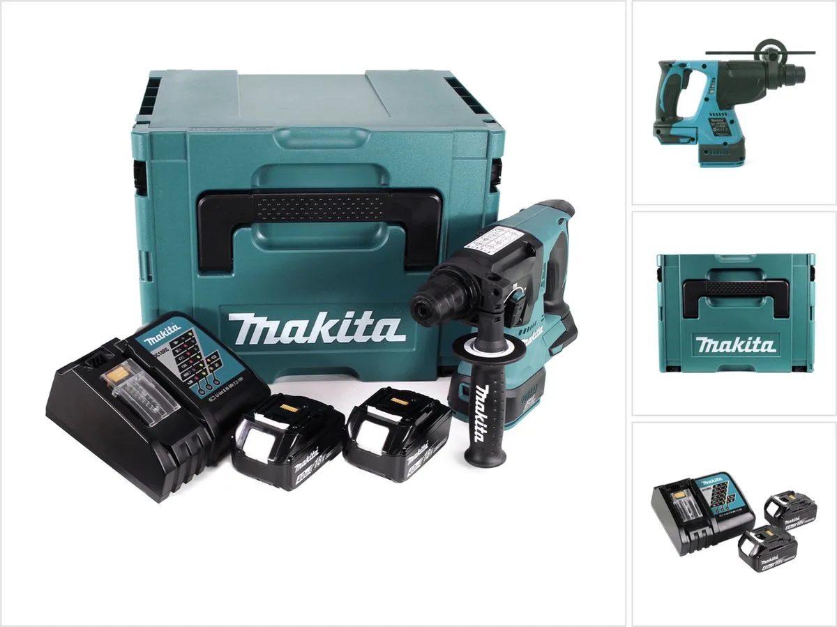 DHR 242 RMJ accuklopboormachine 18V 2.0J SDS-plus Brushless + 2x accu 4.0Ah + lader + Makpac fra Makita – produktbillede