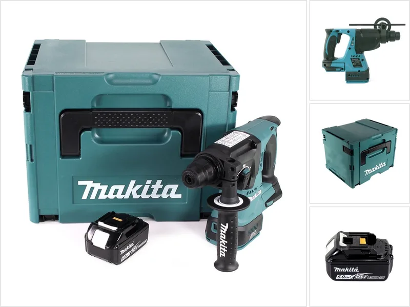 DHR 242 T1J accuklopboormachine 18V 2.0J SDS-plus Brushless + 1x oplaadbare accu 5.0Ah + Makpac - zonder lader von Makita – Produktbild