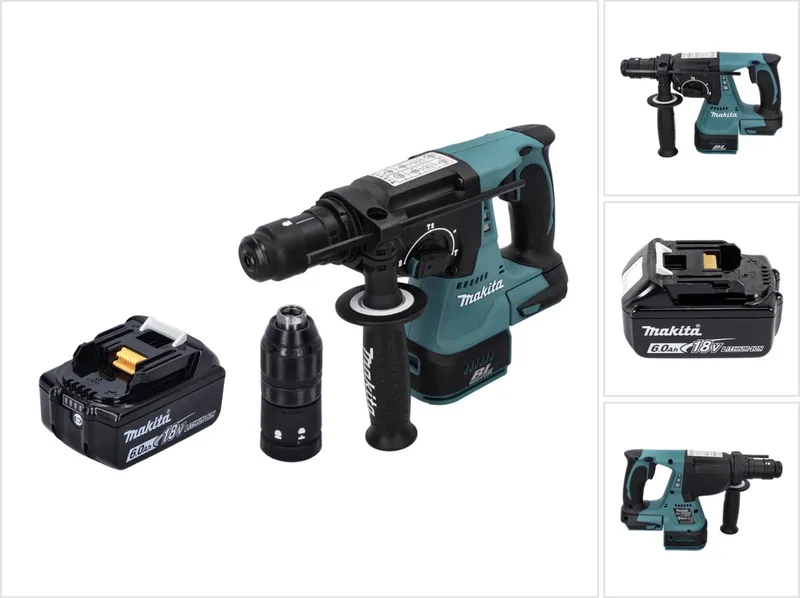 DHR 243 G1 accu-boorhamer 18 V SDS plus Brushless + 1x accu 6,0 Ah - zonder oplader fra Makita – produktbillede