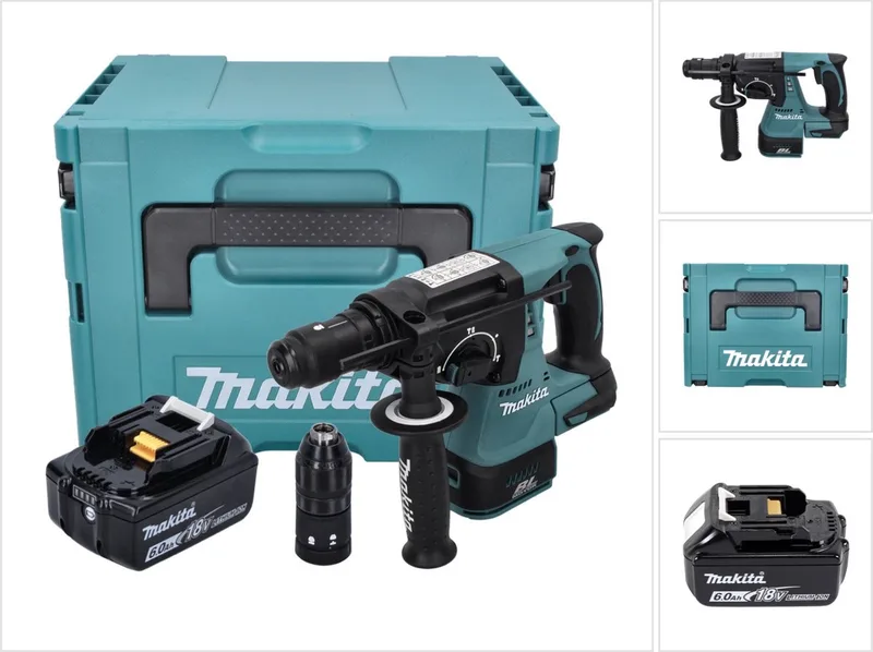 DHR 243 G1J accuboormachine 18 V 2,0 J SDS plus Brushless + 1x accu 6,0 Ah + Makpac - zonder oplader de Makita – image du produit