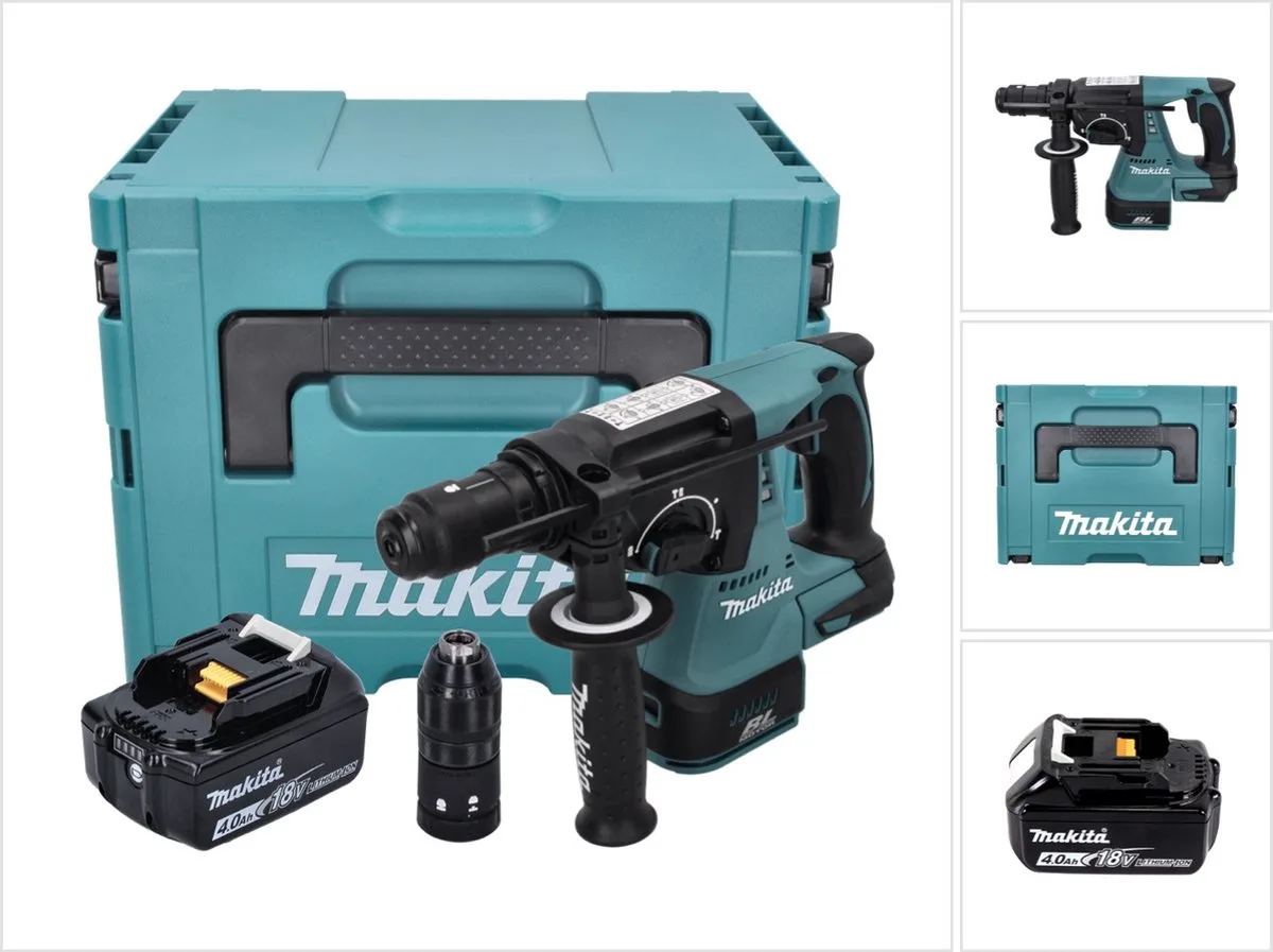 DHR 243 M1J accuboormachine 18 V 2,0 J SDS plus Brushless + 1x accu 4,0 Ah + Makpac - zonder oplader von Makita – Produktbild