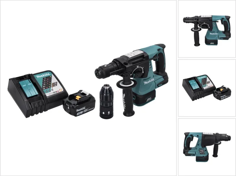 DHR 243 RF1 accu-boorhamer 18 V SDS plus Brushless + 1x accu 3,0 Ah + oplader de Makita – image du produit