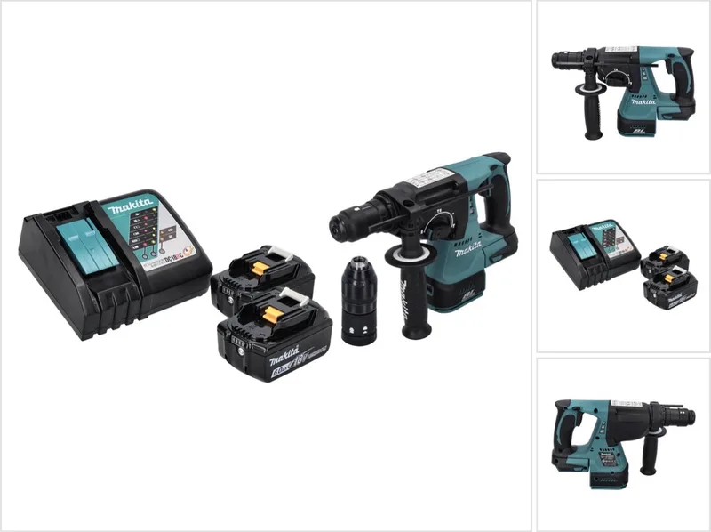 DHR 243 RG accuboormachine 18 V SDS plus Brushless + 2x accu 6,0 Ah + oplader von Makita – Produktbild