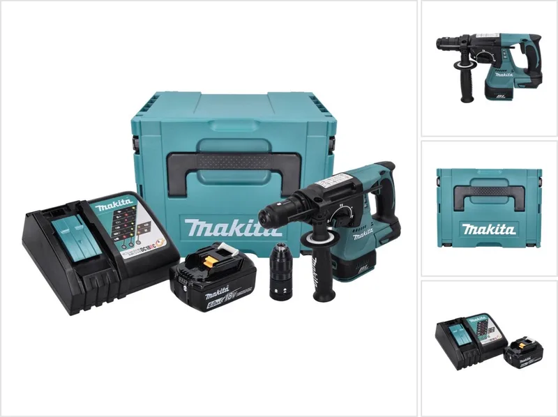 DHR 243 RG1J accuboormachine 18 V 2,0 J SDS plus Brushless + 1x accu 6,0 Ah + oplader + Makpac fra Makita – produktbillede