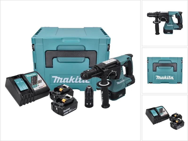 DHR 243 RGJ accuboormachine 18 V 2,0 J SDS plus Brushless + 2x accu 6,0 Ah + oplader + Makpac von Makita – Produktbild