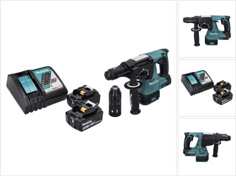 DHR 243 RT accuboormachine 18 V SDS plus Brushless + 2x accu 5,0 Ah + oplader fra Makita – produktbillede