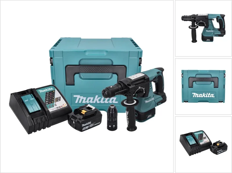 DHR 243 RT1J accuboormachine 18 V 2,0 J SDS plus Brushless + 1x accu 5,0 Ah + oplader + Makpac von Makita – Produktbild