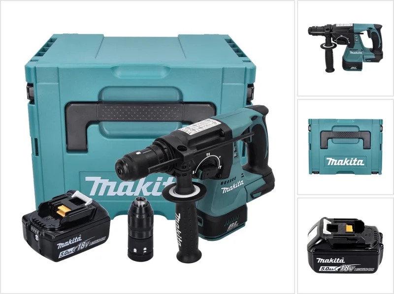 DHR 243 T1J accuboormachine 18 V 2,0 J SDS plus Brushless + 1x accu 5,0 Ah + Makpac - zonder oplader von Makita – Produktbild