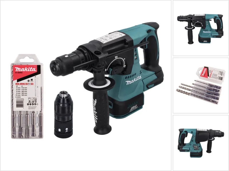 DHR 243 Z Accuboormachine 18 V 2.0 J SDS plus Brushless + 5-delige set boren - zonder accu, zonder oplader von Makita – Produktbild