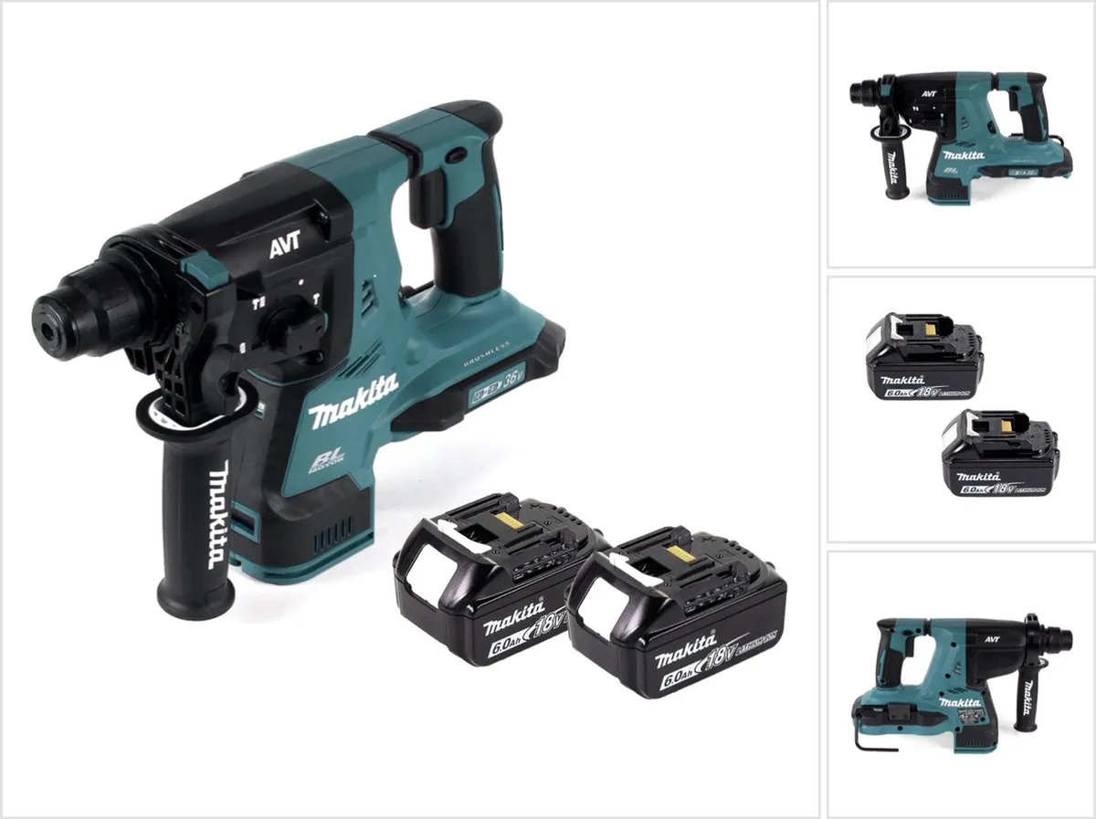 DHR 280 G Accu boormachine 36 V ( 2x 18 V ) 2.8 J SDS-plus Brushless + 2x accu 6.0 Ah - zonder lader från Makita – produktbild