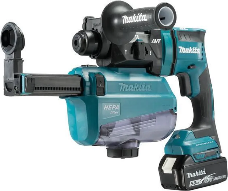 DHR182RTWJ - 18V - accu - SDS-PLUS boor- en combihamer - stofafzuiging - 2x 5.0Ah - in Mbox van Makita – productafbeelding