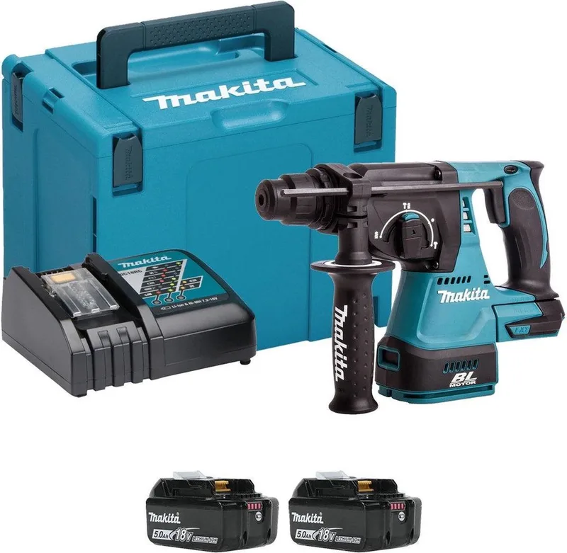 DHR242RTJ 18V Li-Ion Accu SDS-plus combihamer set (2x 5.0Ah accu) in Mbox - 2J - koolborstelloos von Makita – Produktbild