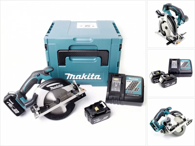 DHS 630 RTJ accu-handcirkelzaag 18 V 165 mm + 2x accu 5,0 Ah + oplader + Makpac van Makita – productafbeelding