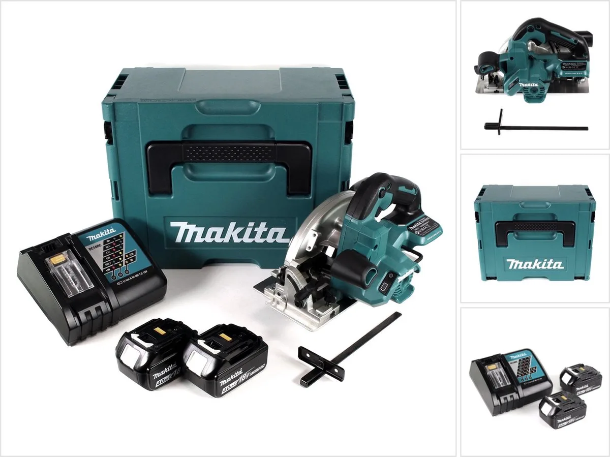 DHS 660 RMJ accu-handcirkelzaag 18 V 165 mm in Makpac + 2x 4,0 Ah accu + oplader de Makita – image du produit
