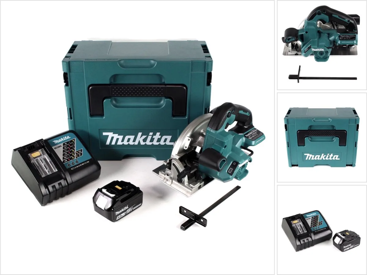DHS 660 RT1J accu-handcirkelzaag 18 V 165 mm in Makpac + 1x 5,0 Ah accu + oplader de Makita – image du produit