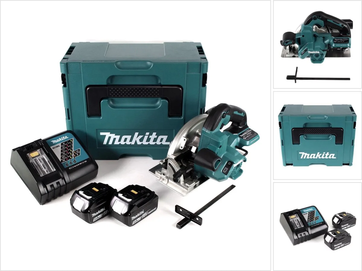 DHS 660 RTJ accu-handcirkelzaag 18 V 165 mm in Makpac + 2x 5,0 Ah accu + oplader de Makita – image du produit