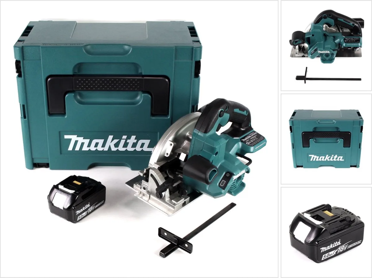 DHS 660 T1J accu-handcirkelzaag 18 V 165 mm in Makpac + 1x 5,0 Ah accu - zonder oplader fra Makita – produktbillede