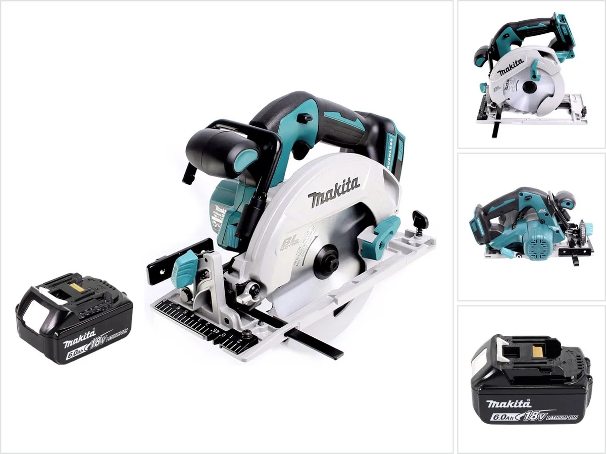 DHS 680 G1 accu-handcirkelzaag 18 V 165 mm borstelloos + 1x accu 6,0 Ah - zonder oplader från Makita – produktbild