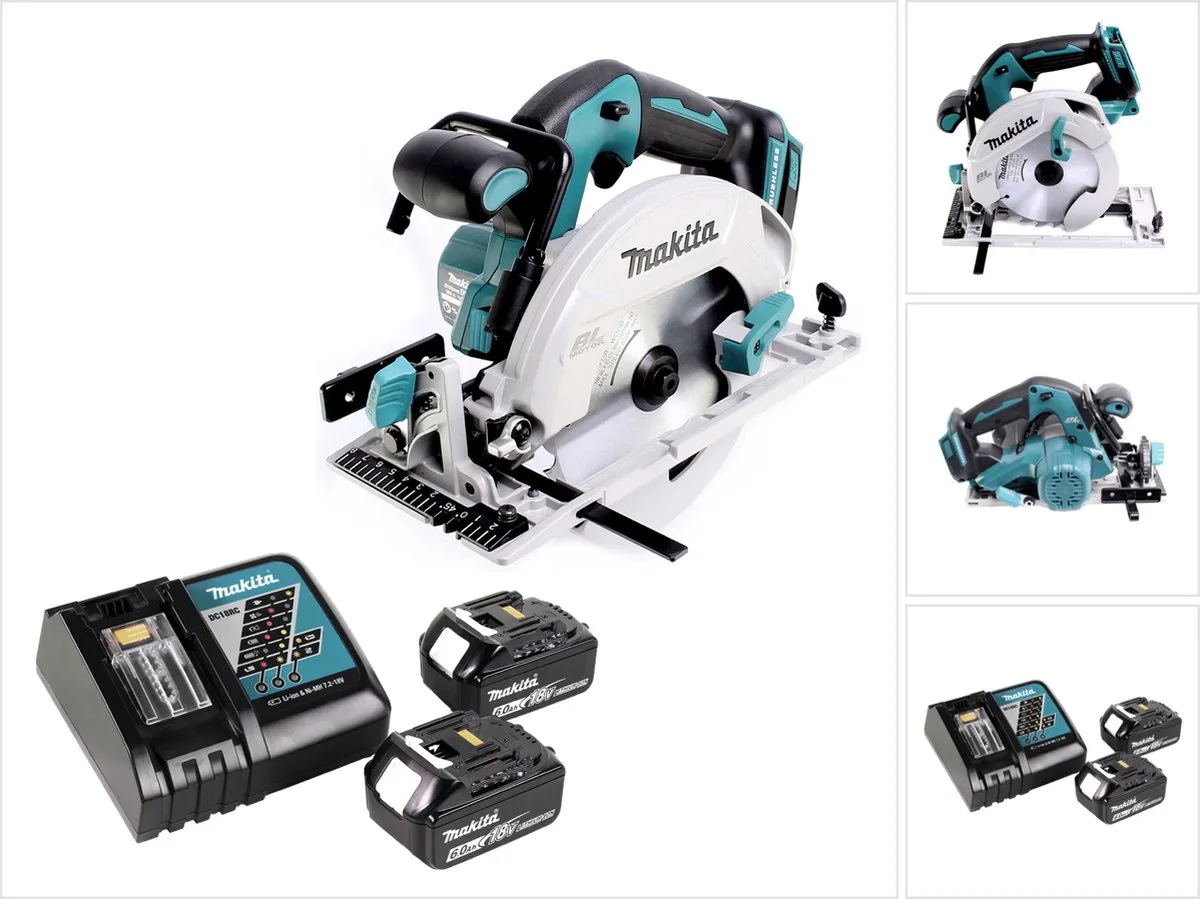 DHS 680 RG accu-handcirkelzaag 18 V 165 mm borstelloos + 2x accu 6,0 Ah + oplader von Makita – Produktbild