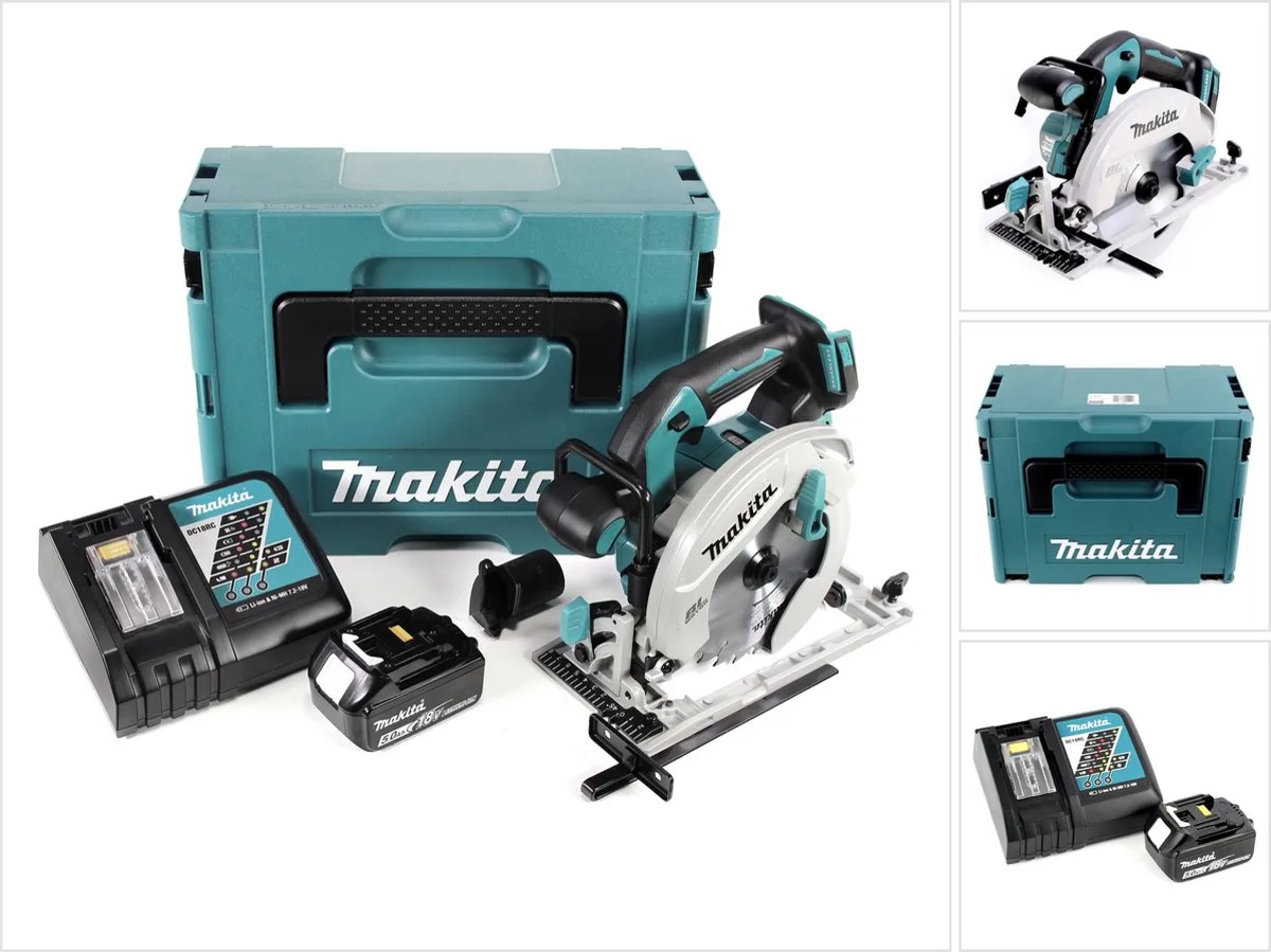 DHS 680 RT1J accu-handcirkelzaag 18 V 165 mm borstelloos + 1x accu 5,0 Ah + oplader + Makpac från Makita – produktbild