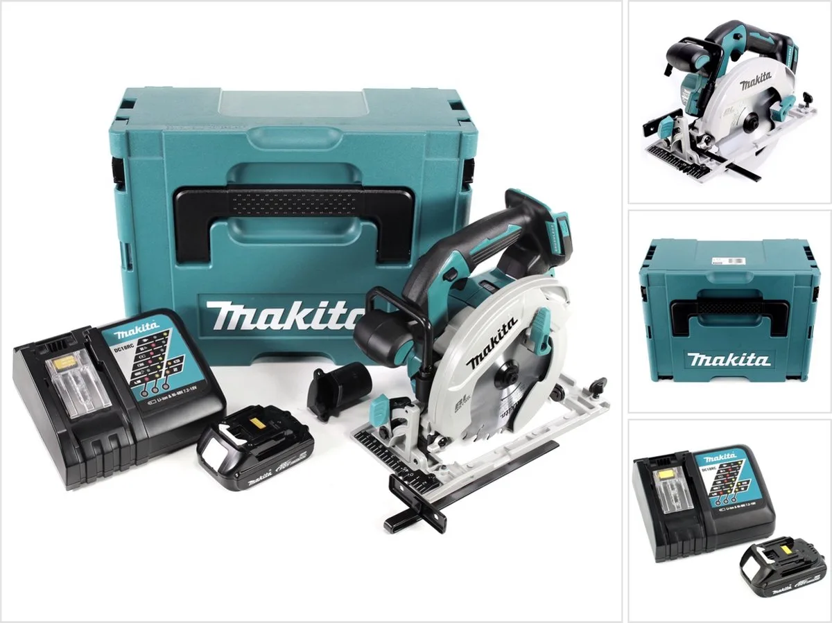 DHS 680 RY1J Accu cirkelzaag 18 V 165 mm borstelloos + 1x accu 1,5 Ah + lader + Makpac från Makita – produktbild