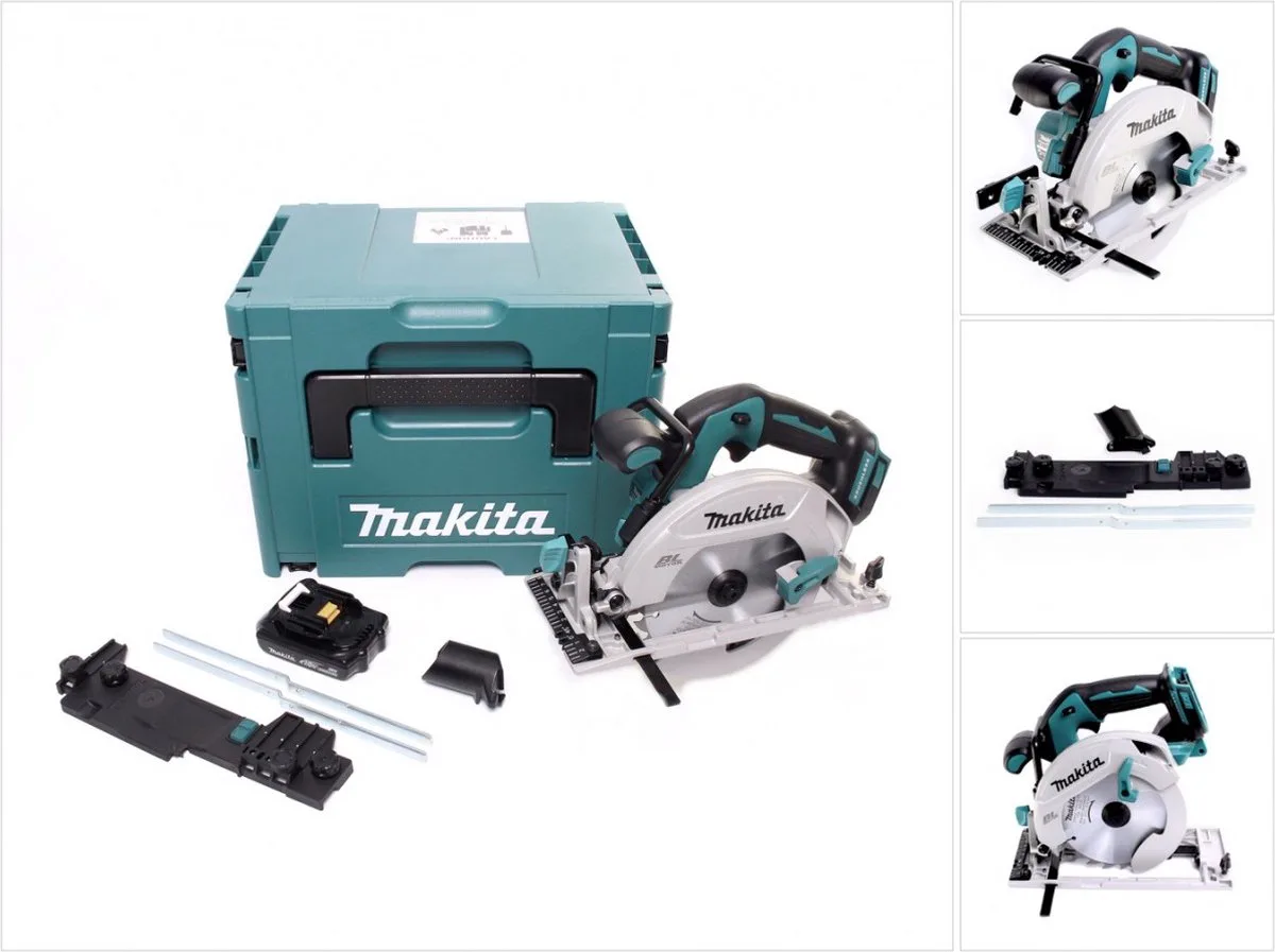 DHS 680 Y1J Accu-handcirkelzaag 18 V 165 mm borstelloos + 1x accu 1,5 Ah + adapter + Makpac - zonder lader från Makita – produktbild