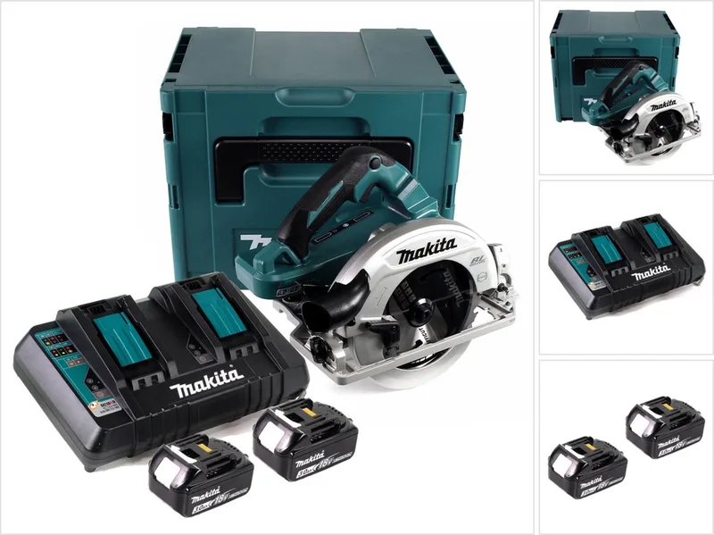 DHS 782 PF2J Accu handcirkelzaag 36V (2x18V) 190 mm borstelloos in Makpac + 2x 3.0 Ah accu + dubbele lader von Makita – Produktbild