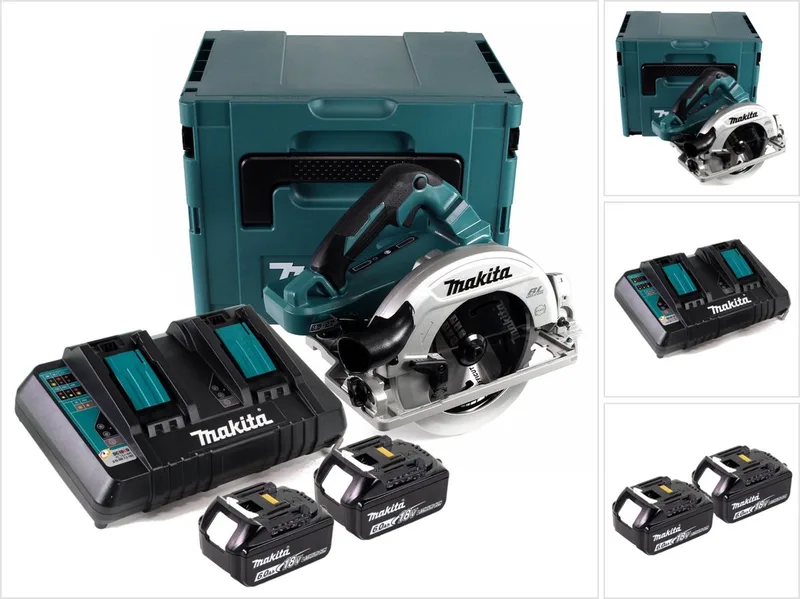 DHS 782 PG2J Accu handcirkelzaag 36V (2x18V) 190 mm borstelloos in Makpac + 2x 6.0 Ah accu + dubbele lader von Makita – Produktbild