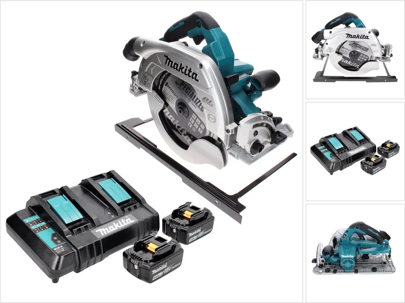 DHS 900 CT accu-handcirkelzaag 36 V (2x 18 V) 235 mm borstelloos + 2x accu 5,0 Ah + dubbele lader de Makita – image du produit