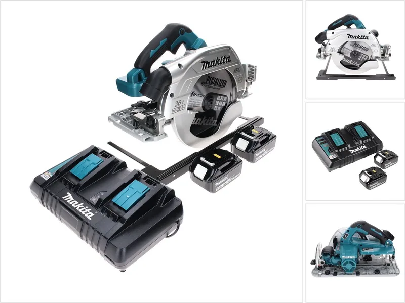 DHS 900 PG2 accu-handcirkelzaag 36 V (2x 18 V) 235 mm borstelloos + 2x accu 6,0 Ah + dubbele lader de Makita – image du produit