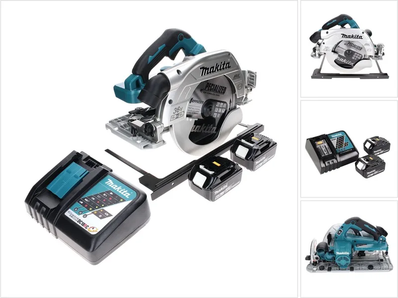DHS 900 RG2 accu-handcirkelzaag 36 V (2x 18 V) 235 mm borstelloos + 2x accu 6,0 Ah + oplader de Makita – image du produit