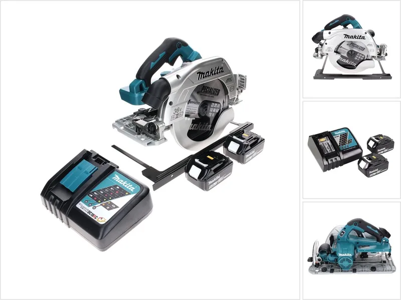 DHS 900 RT2 accu-handcirkelzaag 36 V (2x 18 V) 235 mm borstelloos + 2x accu 5,0 Ah + oplader von Makita – Produktbild