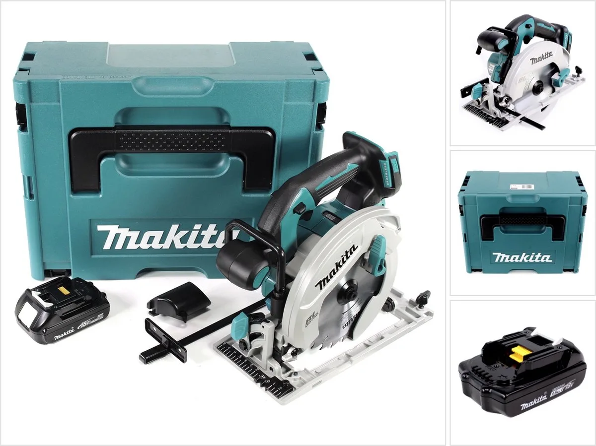 DHS680Y1J 18V Li-Ion Accu cirkelzaag set ( 1 x 1,5Ah ) in Mbox - 165mm - koolborstelloos från Makita – produktbild