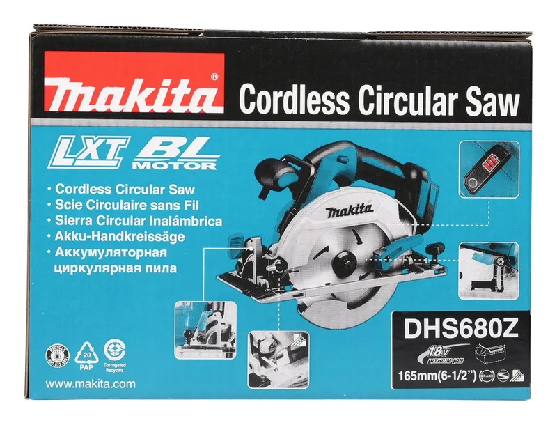 DHS680Z 18 V Cirkelzaag 165 mm - Losse Body (geleverd zonder accu en lader) van Makita – productafbeelding 2 van 4