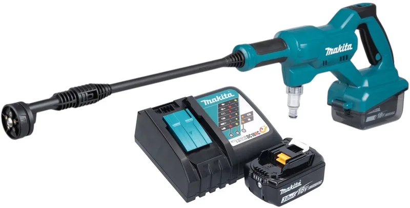 DHW 180 RF1 accudrukreiniger 18 V 24 bar + 1x oplaadbare accu 3.0 Ah + lader fra Makita – produktbillede