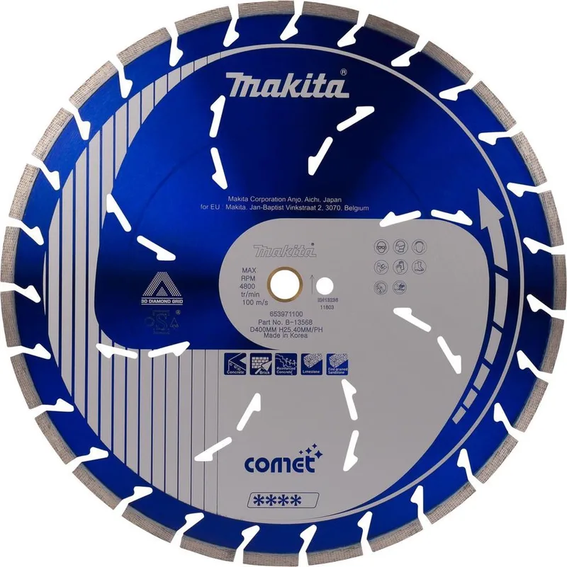 Diamantschijf 400x25,4x3,2mm blauw 3DDG Segment de Makita – image du produit